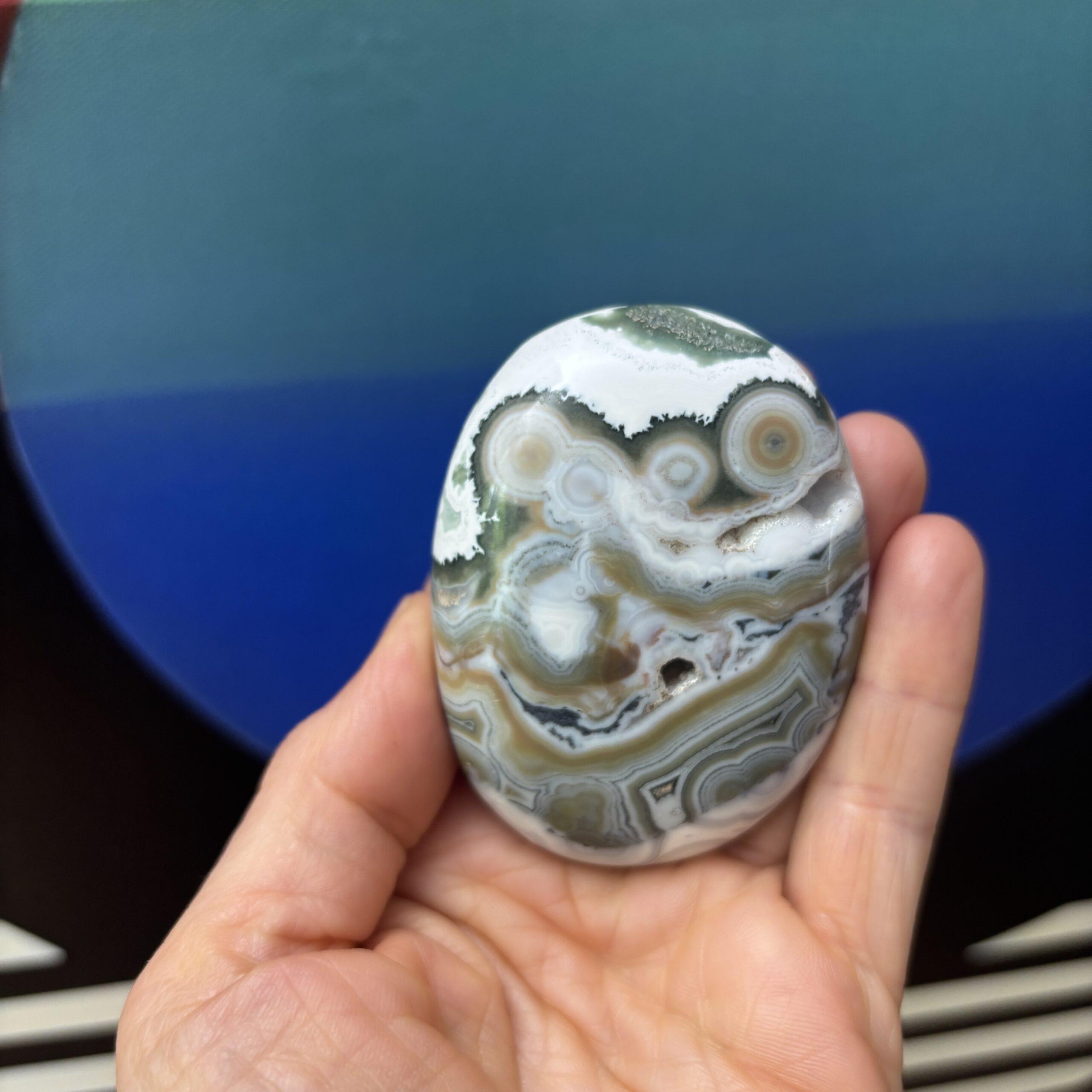 Ocean Jasper 8th Vein Palm Stone - Image 7