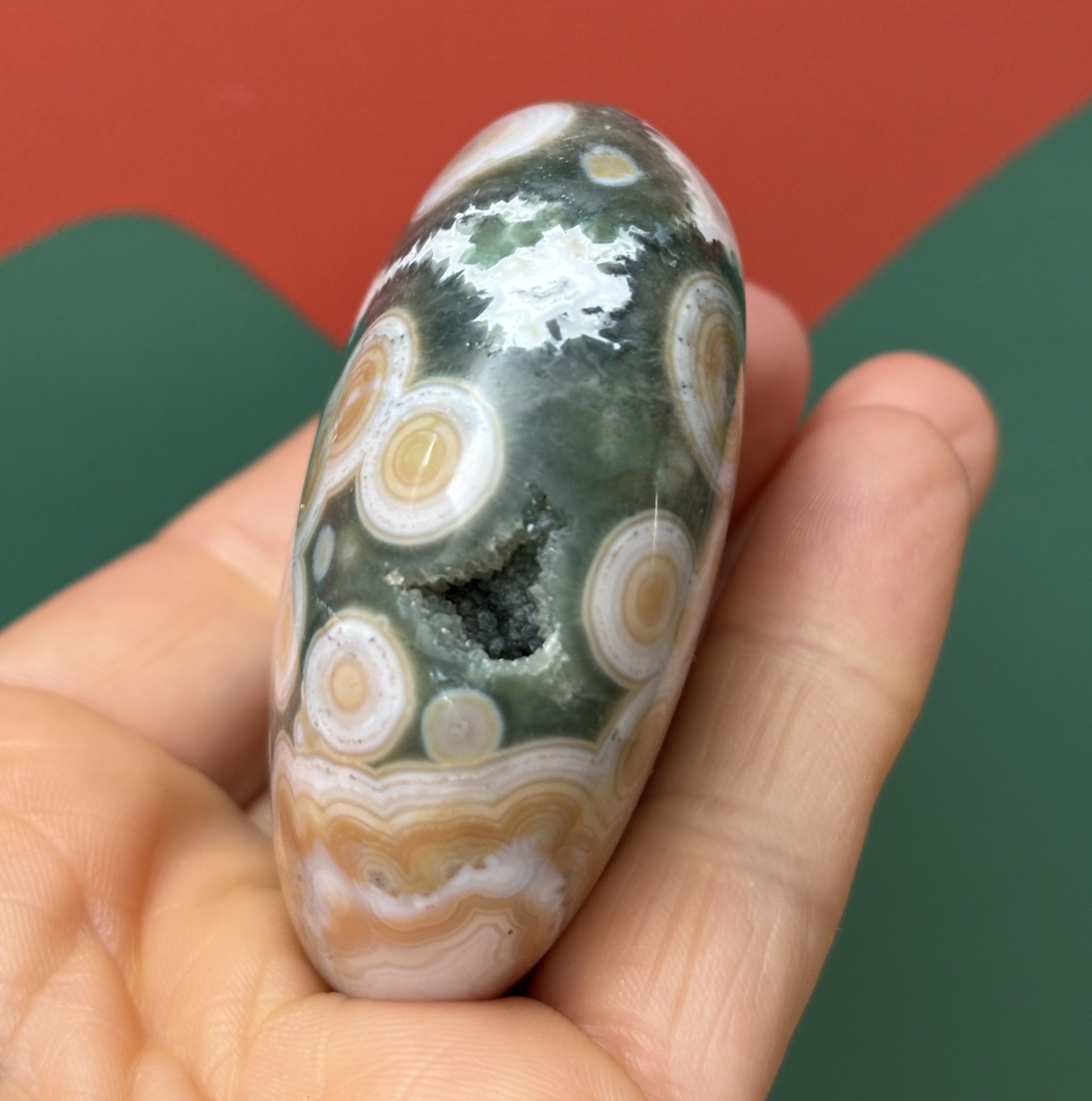 Ocean Jasper 8th Vein Palm Stone - Image 2