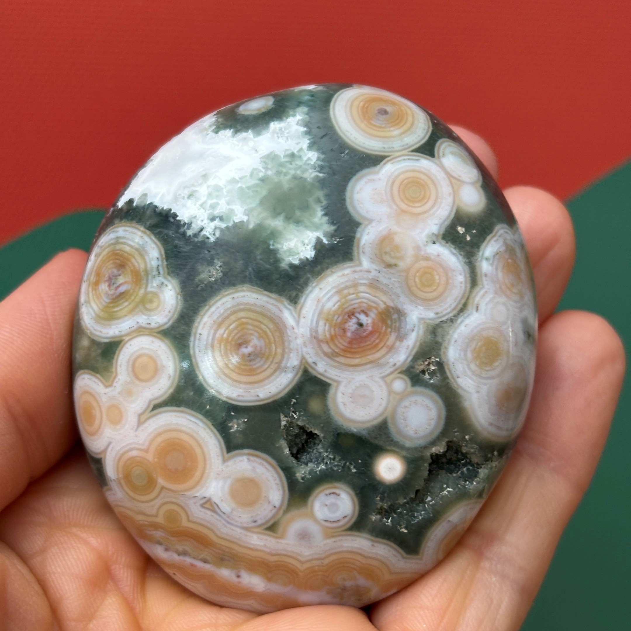 Ocean Jasper 8th Vein Palm Stone - Image 3
