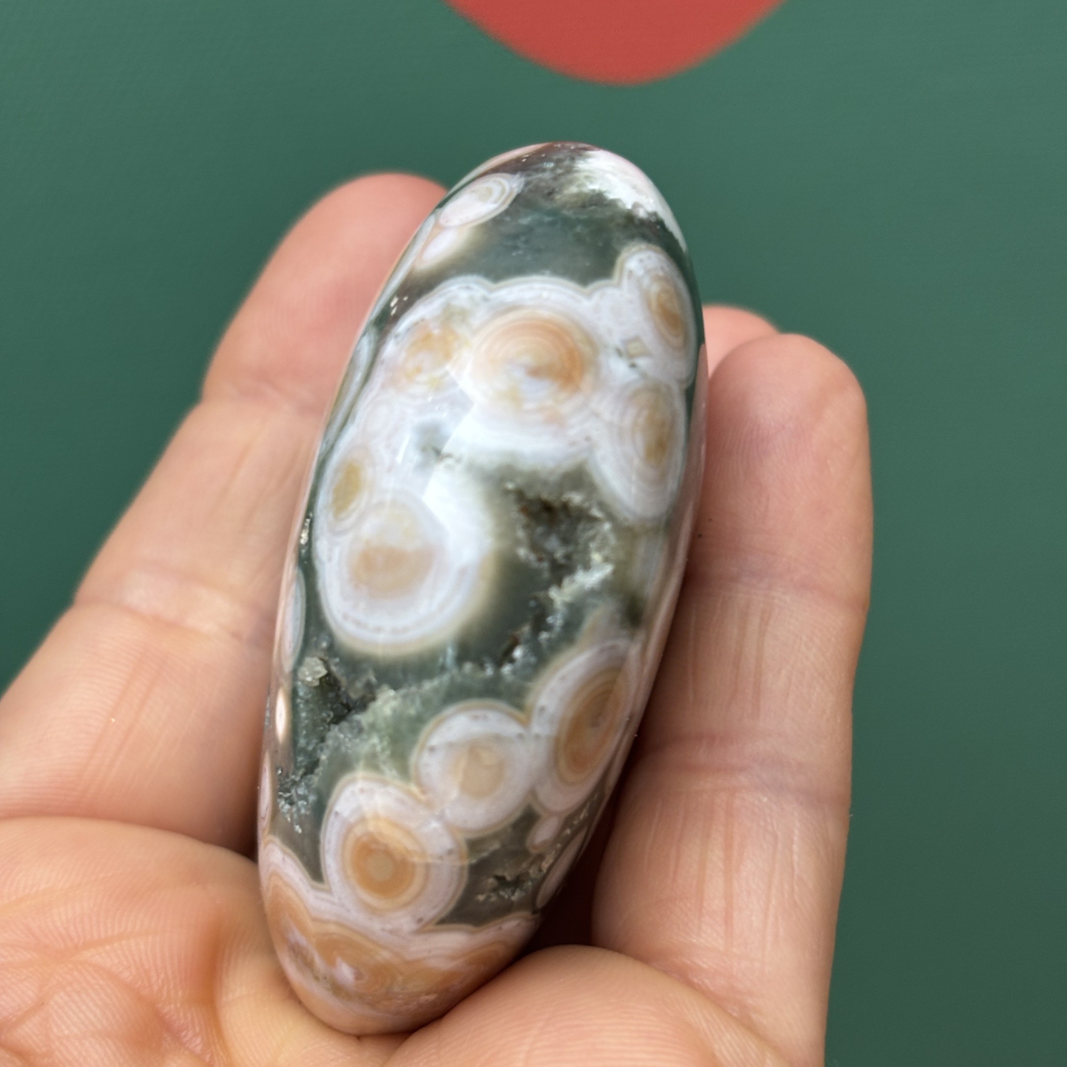 Ocean Jasper 8th Vein Palm Stone - Image 4