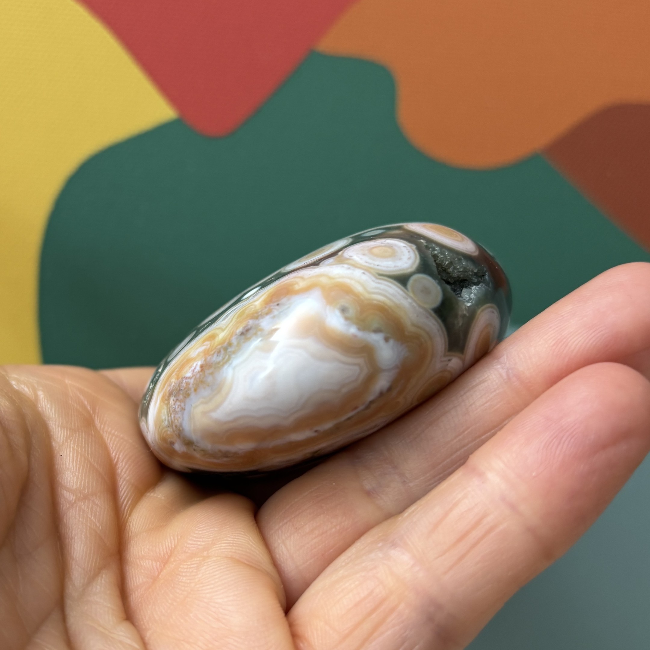 Ocean Jasper 8th Vein Palm Stone - Image 6