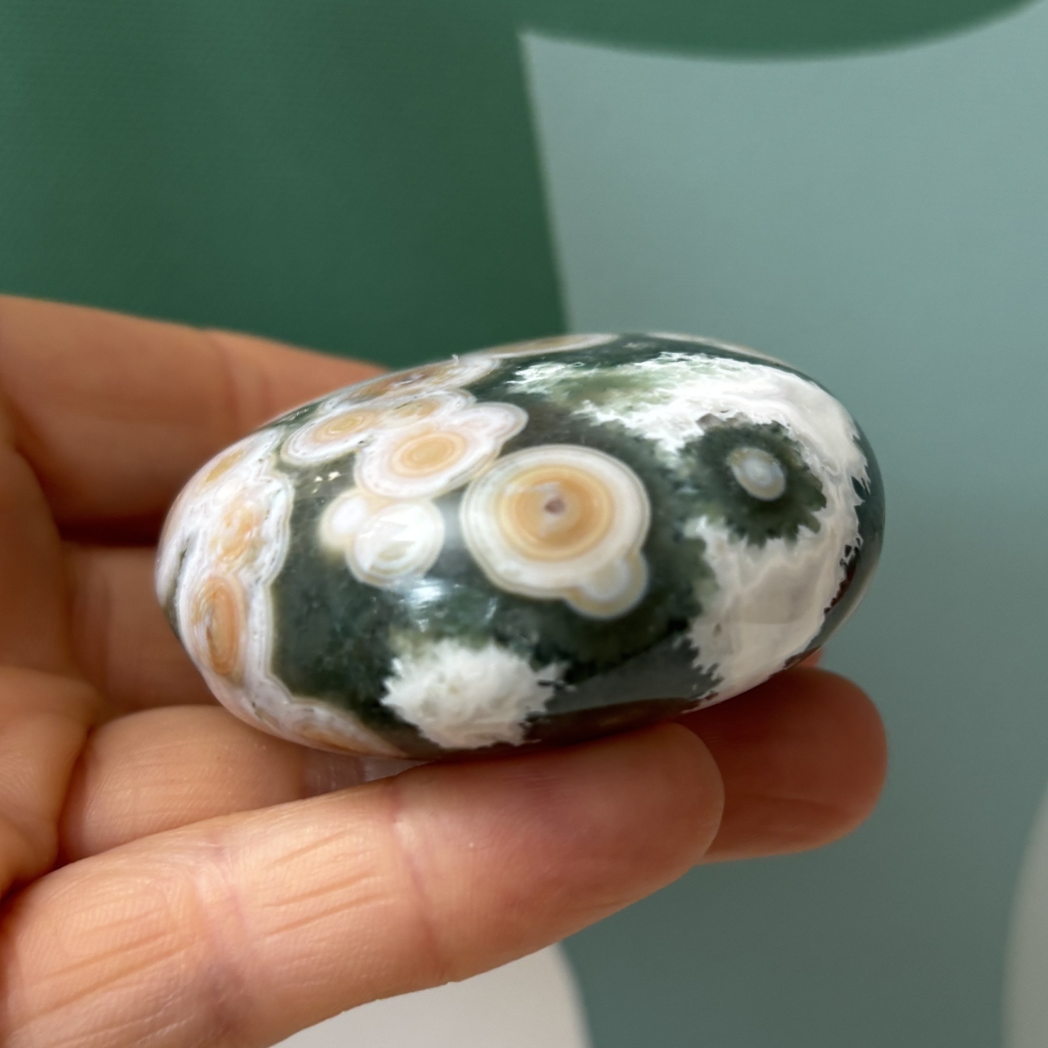 Ocean Jasper 8th Vein Palm Stone - Image 7