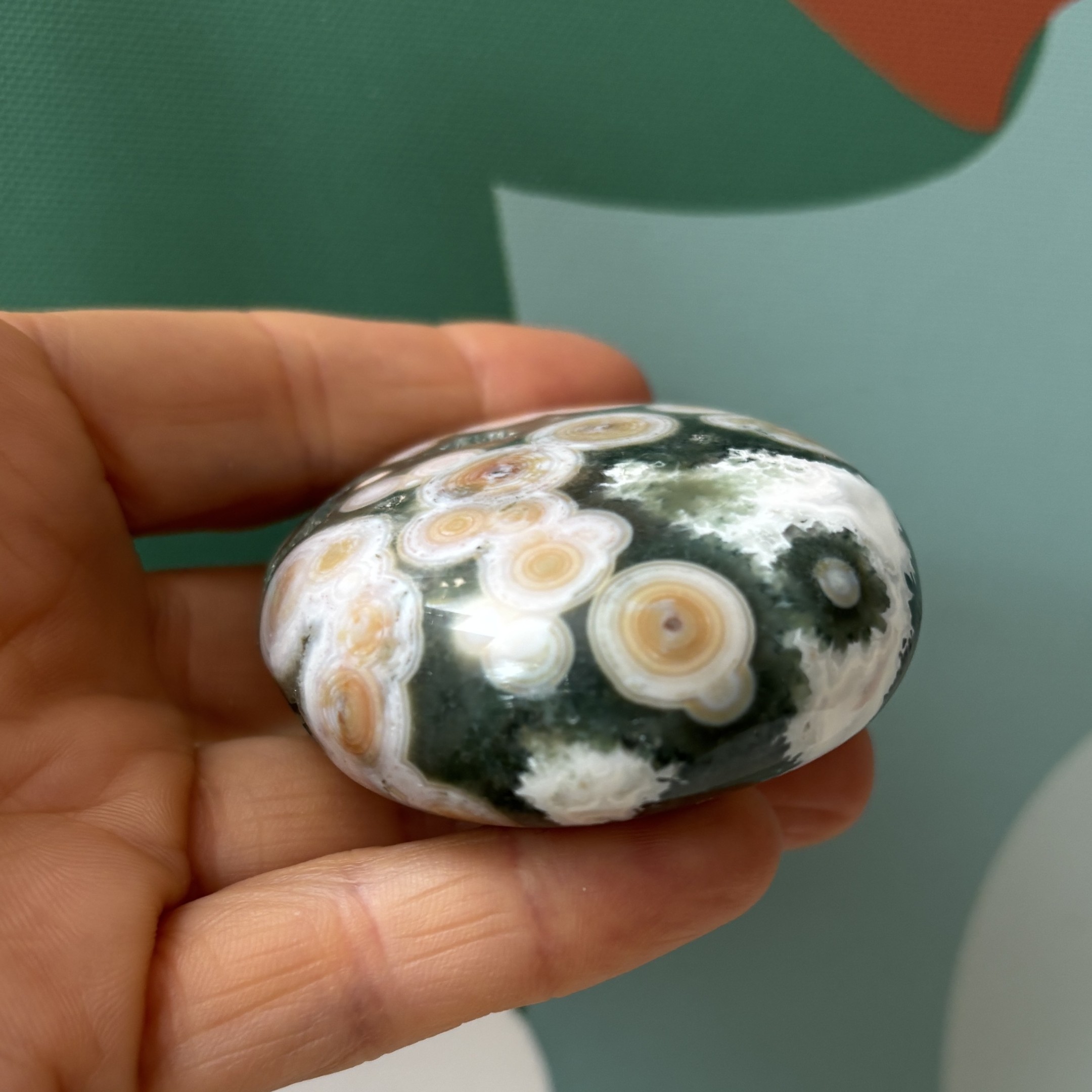 Ocean Jasper 8th Vein Palm Stone - Image 8