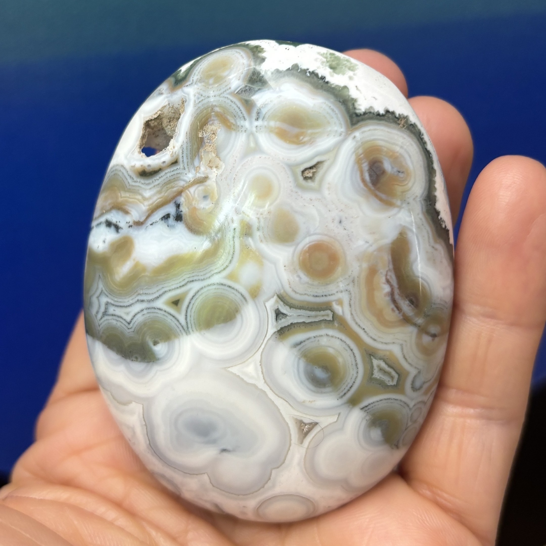 Ocean Jasper 8th Vein Palm Stone - Image 6