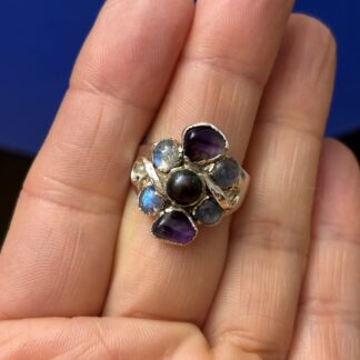 Steven Ruse -Ambershawn Collection~ Amethyst and Blue Moonstone Ring ~ Size 7