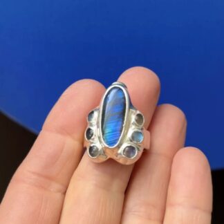 Steven Ruse Labradorite and Amethyst Electroform Ring ~ Size 8