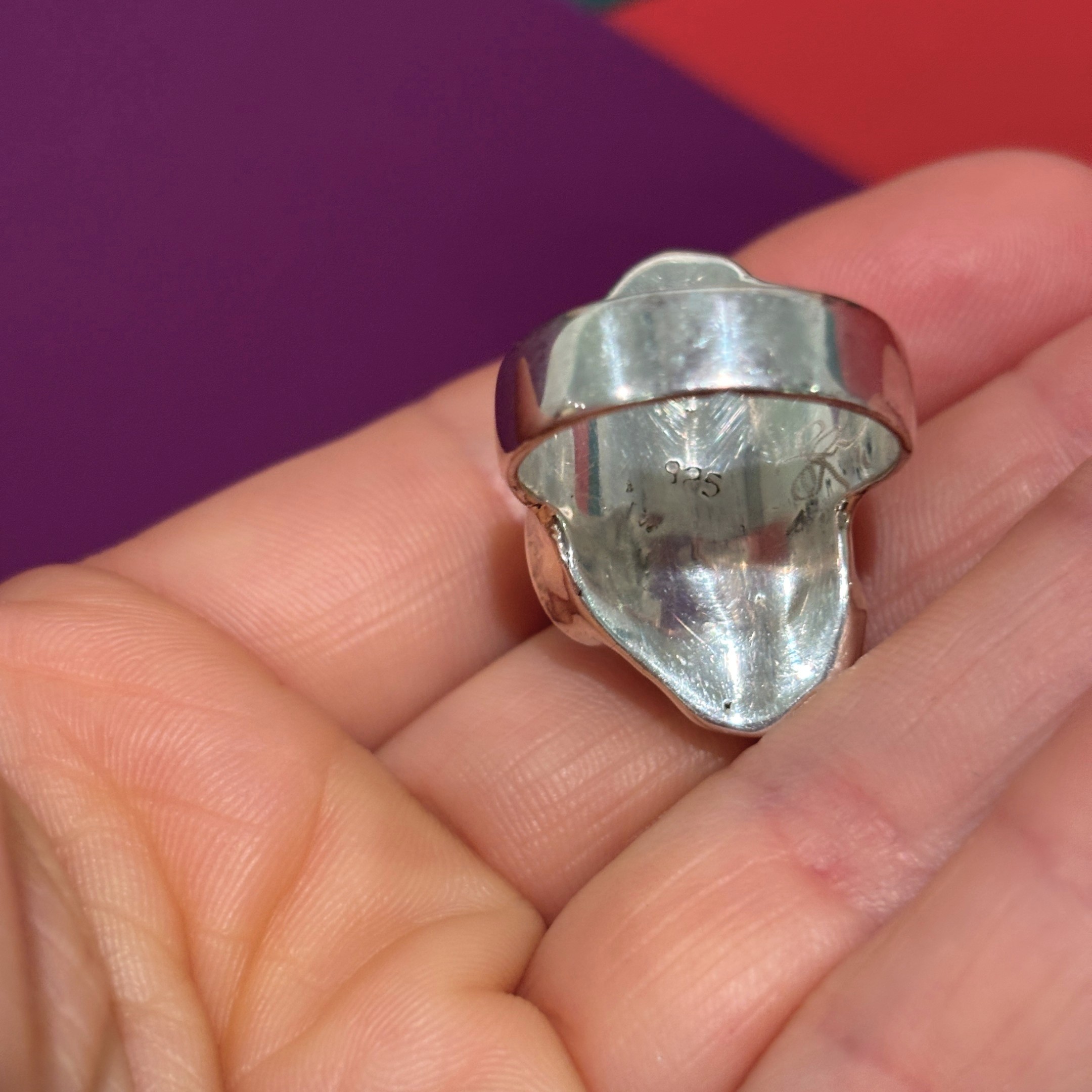 Steven Ruse Electroform Ring~ Freshwater Pearl and Tanzanite~ Size 7½+ - Image 9