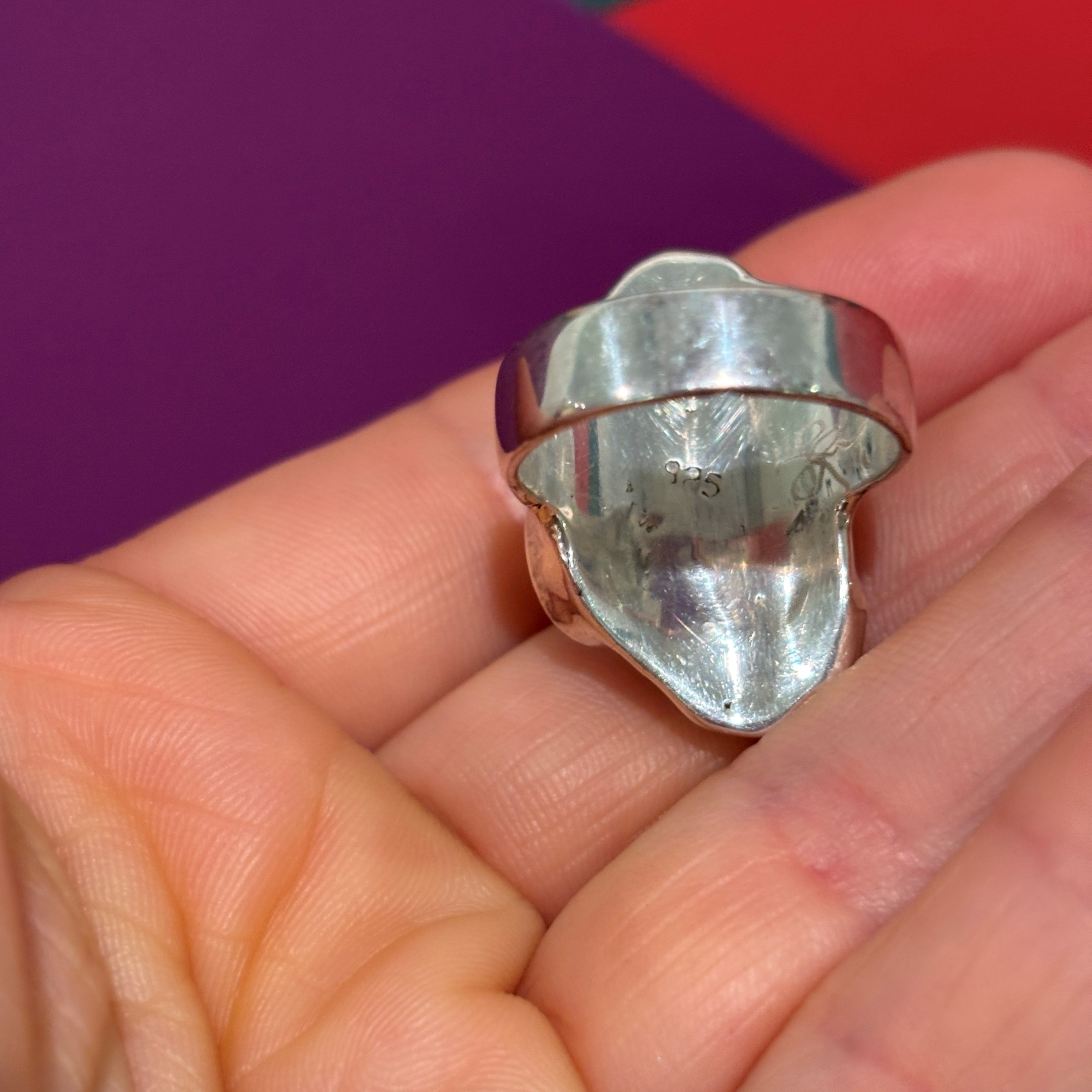 Steven Ruse Freshwater Pearl and Tanzanite Electroform Ring ~ Size 7½+ - Image 6