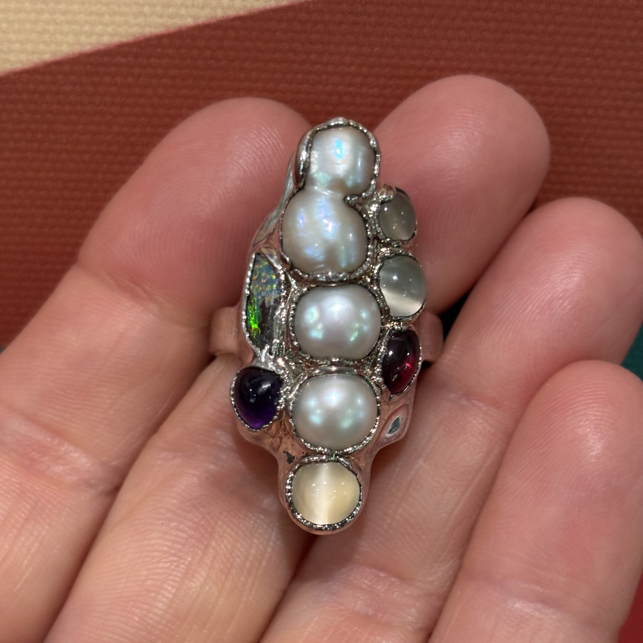 Steven Ruse Multi-Stone Electroform Ring ~ Size 8½