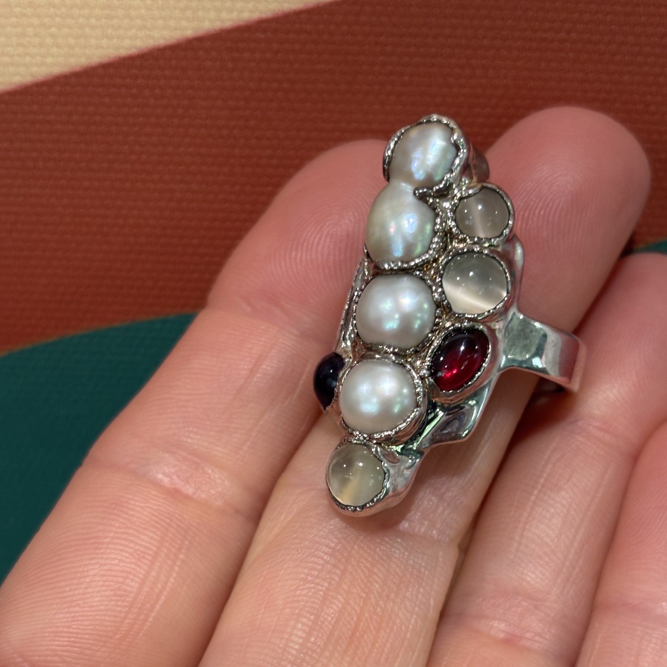 Steven Ruse Multi-Stone Electroform Ring ~ Size 8½ - Image 2