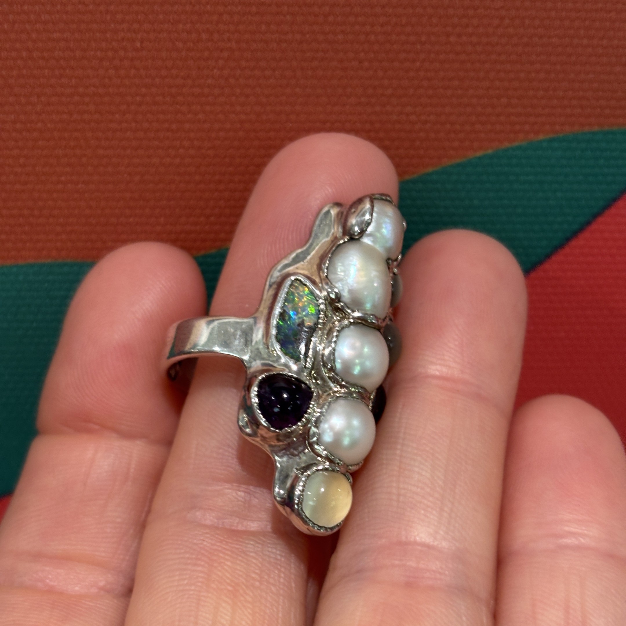 Steven Ruse Multi-Stone Electroform Ring ~ Size 8½ - Image 5