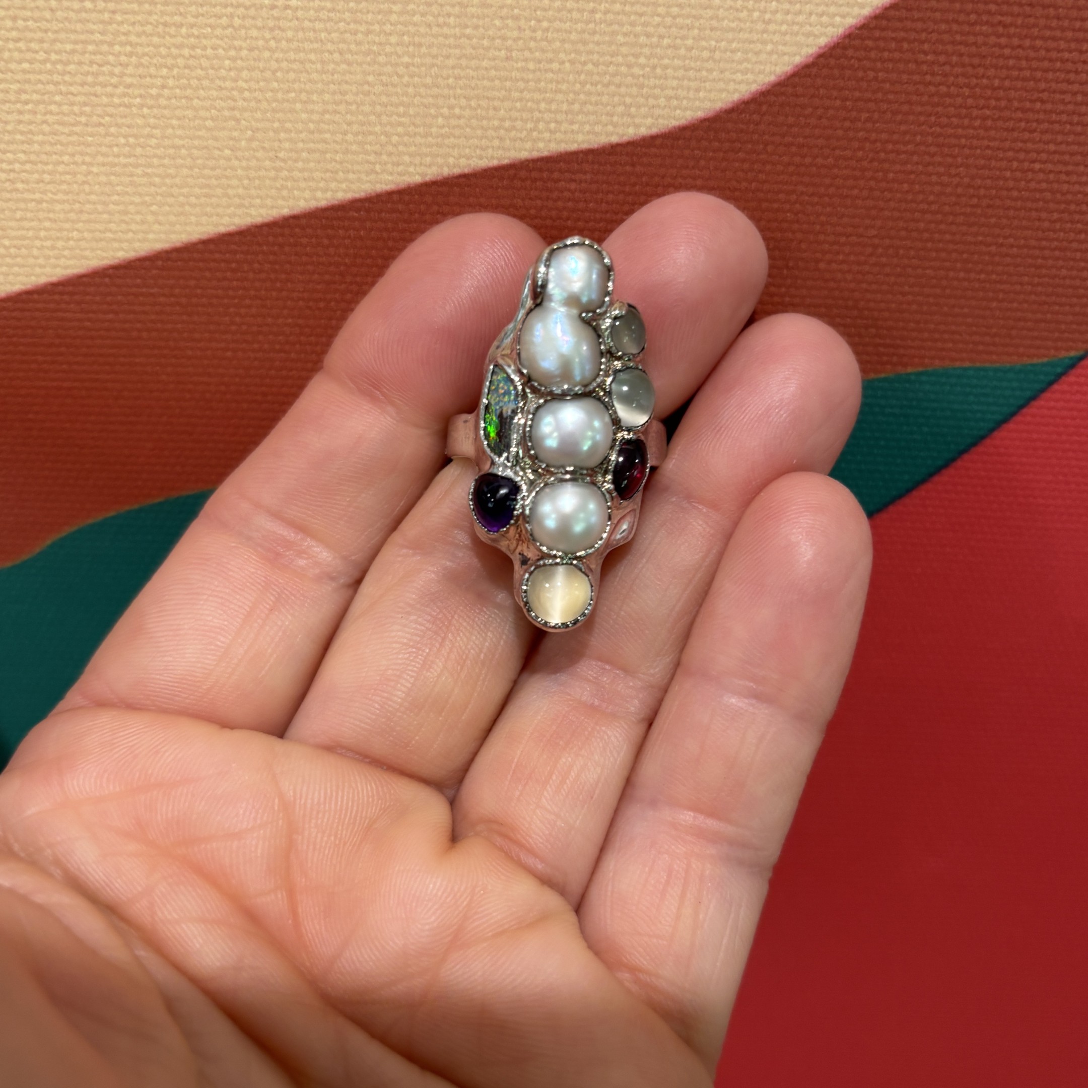 Steven Ruse Multi-Stone Electroform Ring ~ Size 8½ - Image 6
