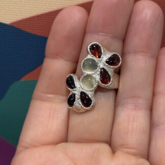 Steven Ruse Electroform Ring~ Garnet and Moonstone Electroform Ring~ Size 7