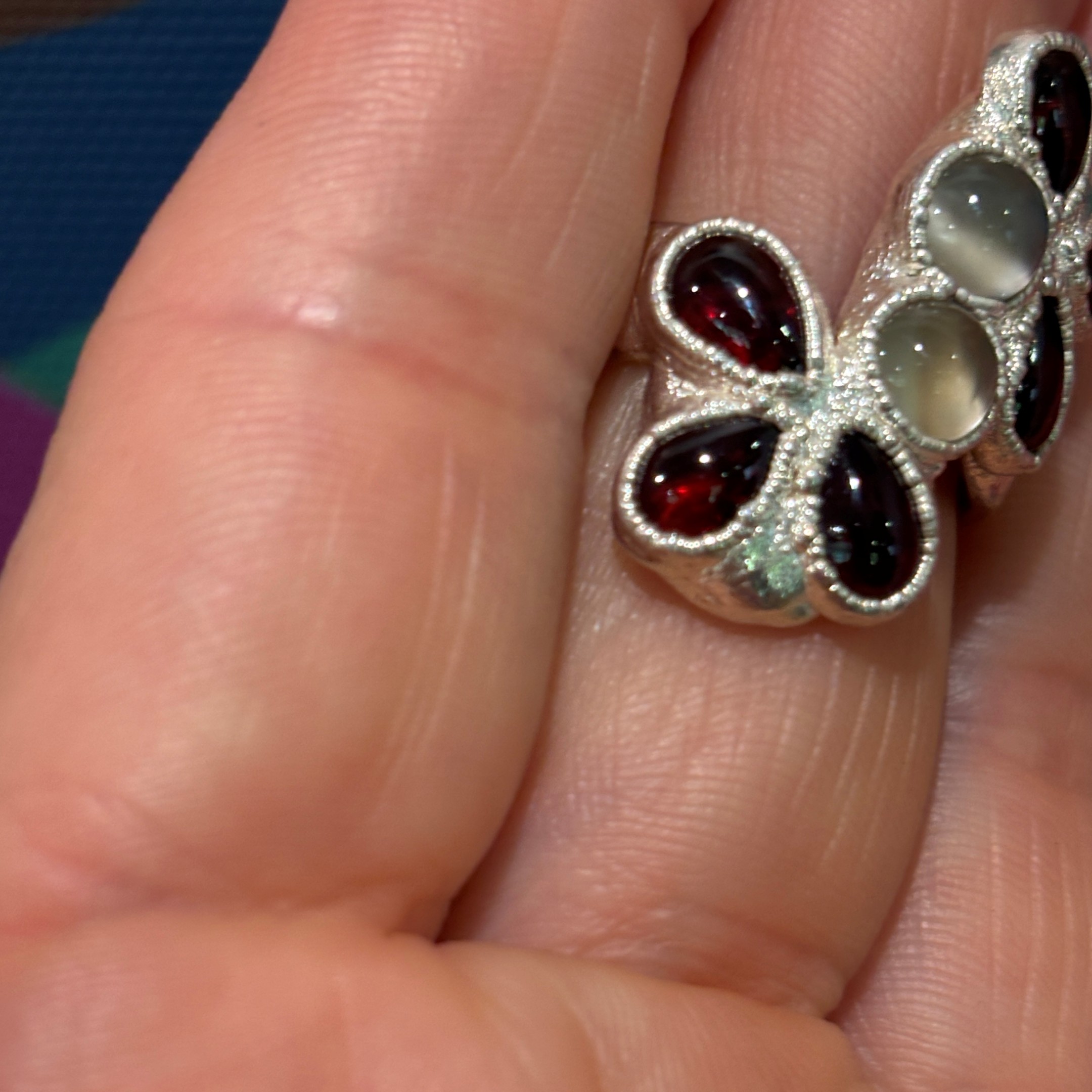 Steven Ruse Garnet and Moonstone Electroform Ring ~ Size 7 - Image 4