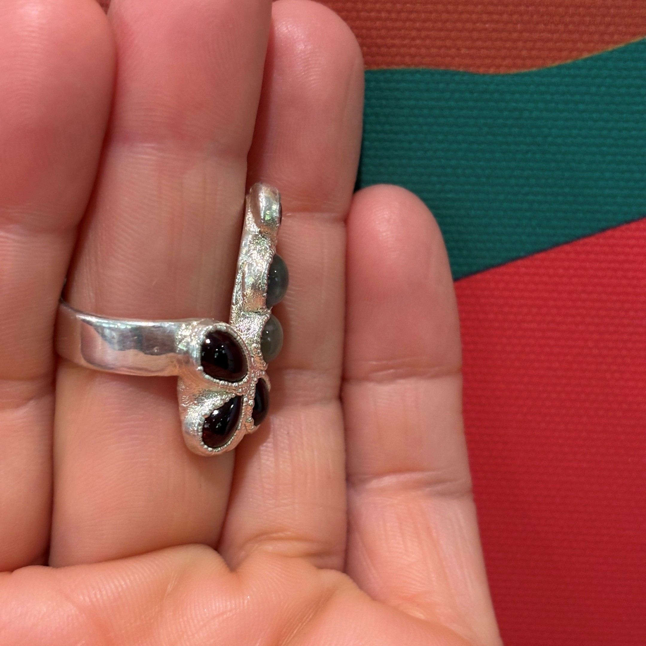 Steven Ruse Garnet and Moonstone Electroform Ring ~ Size 7 - Image 5