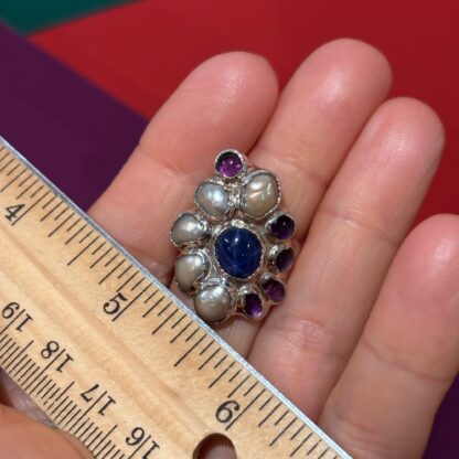 Steven Ruse Star Sapphire, Fresh Water Pearl, and Amethyst Electroform Ring~ Size 8 ½- - Image 5