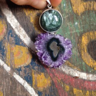 Amethyst Stalactite Slice and Seraphinite Pendant