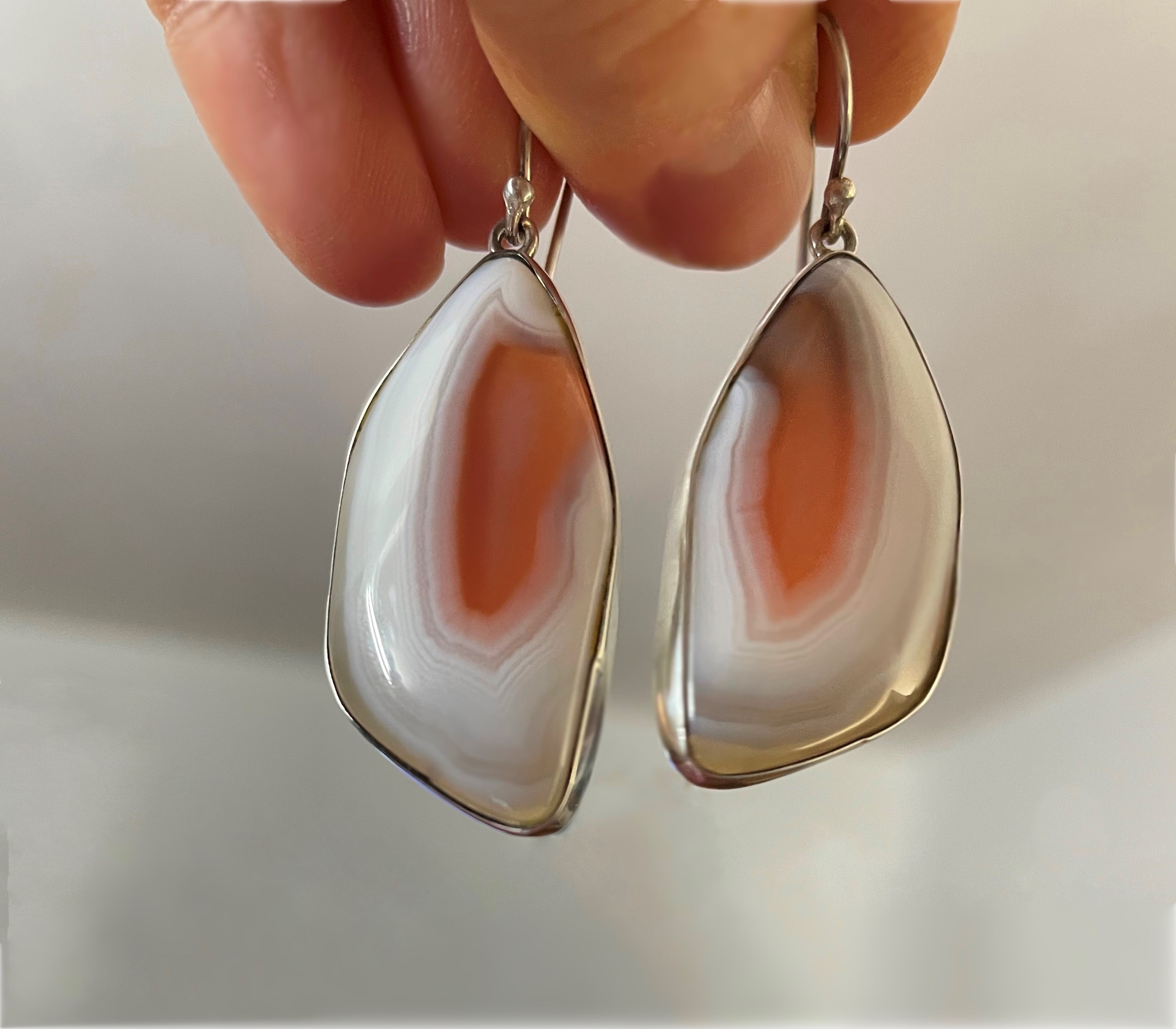 gemstone jewelry Botswana agate earrings sterling silver earrings dangle earrings gemstone earrings gift for her healing jewellery