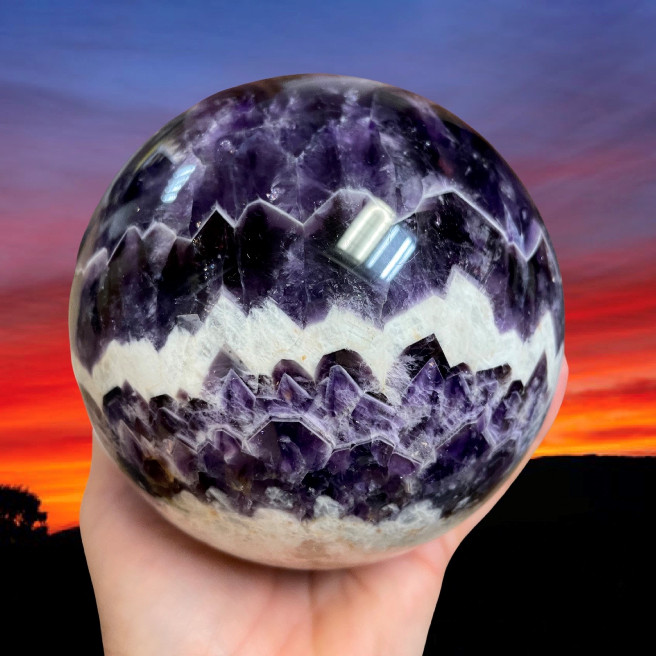 40mm Amethyst Chevron Crystal Ball Sphere Mini Sphere Extra Quality Purple Stone-No.242 Banded Chevron Sphere