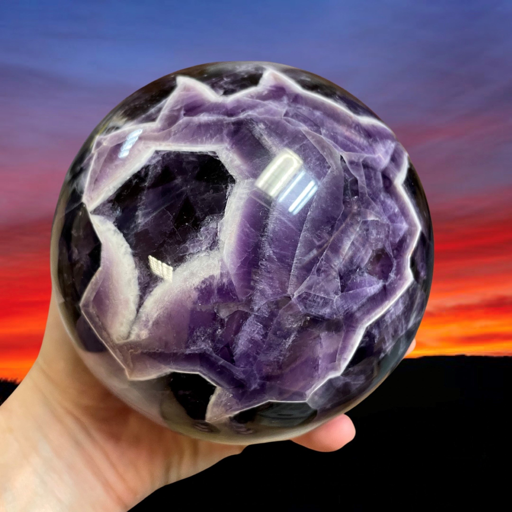 40mm Amethyst Chevron Crystal Ball Sphere Mini Sphere Extra Quality Purple Stone-No.242 Banded Chevron Sphere