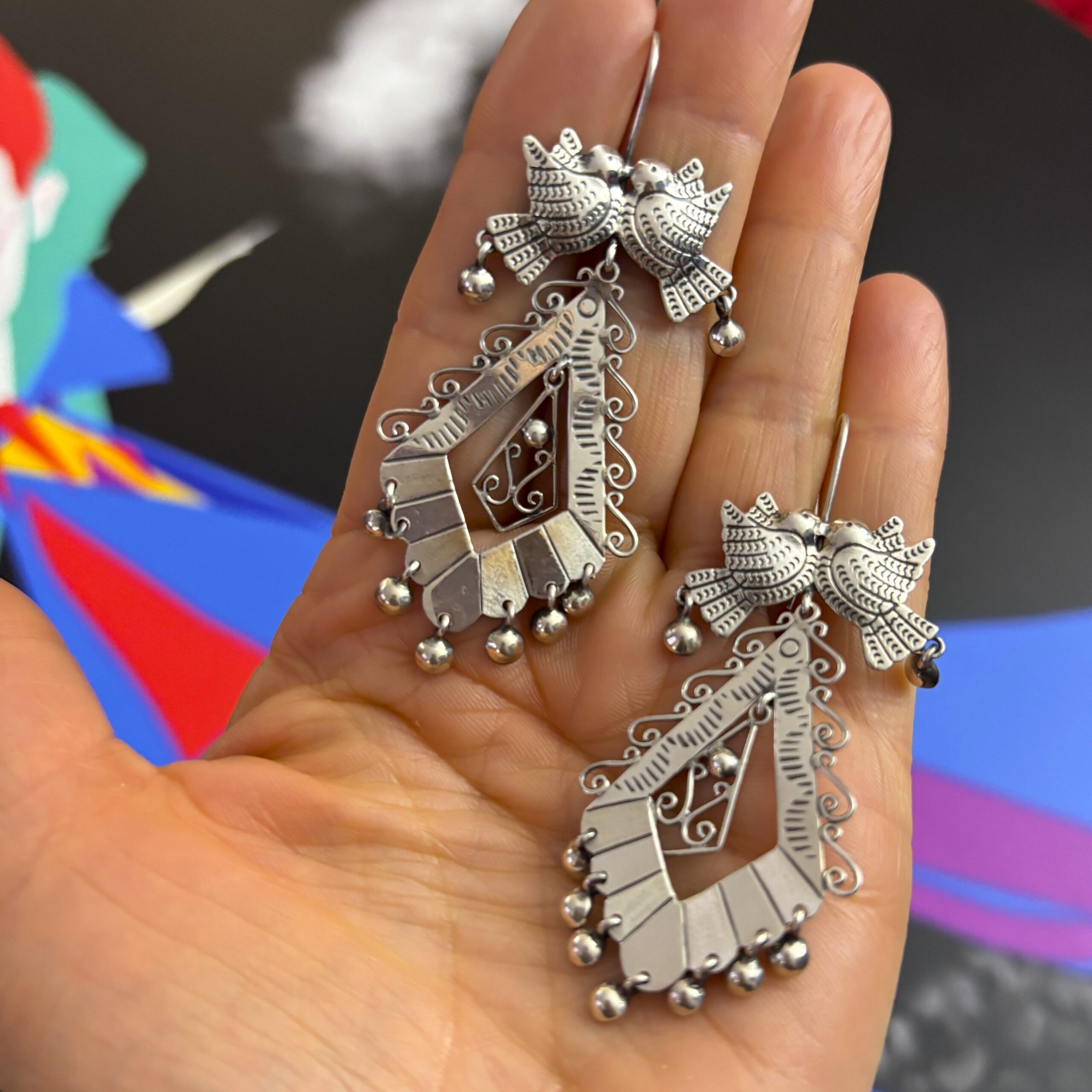 Bird Earrings by Maria Belen Nilson ~ Love Birds and Diamond Shapes Drops