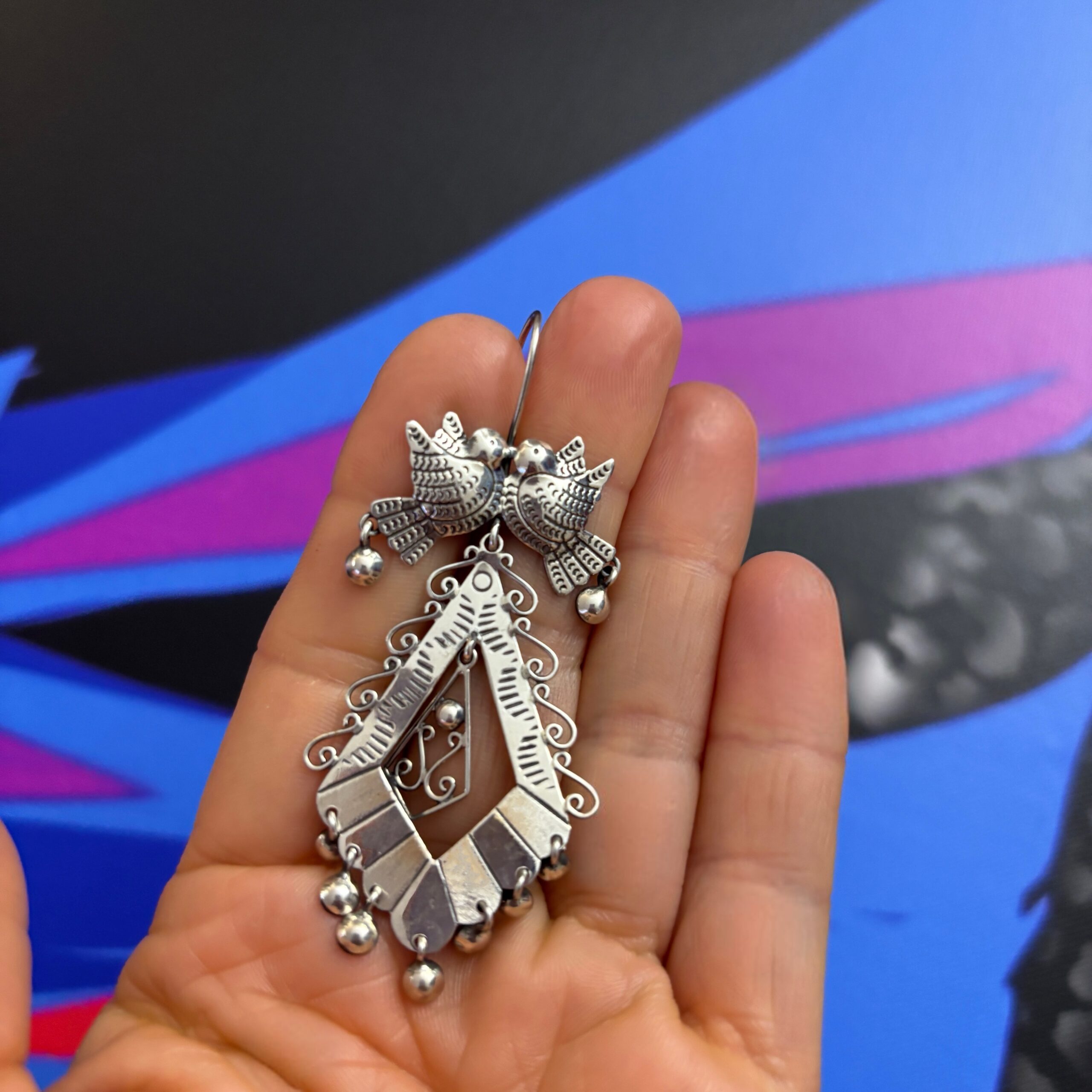 Bird Earrings by Maria Belen Nilson ~ Love Birds and Diamond Shapes Drops - Image 3