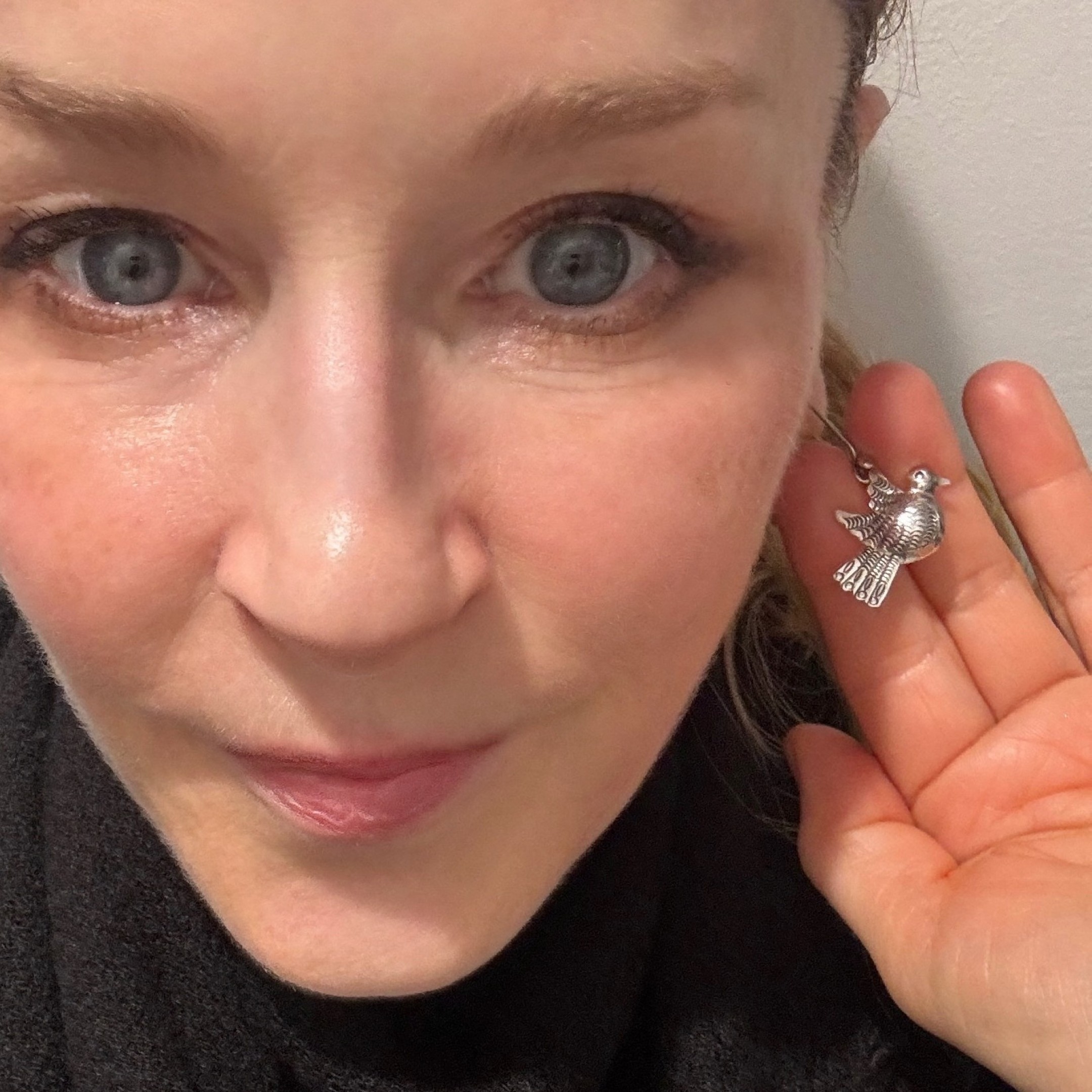 Bird Earrings by Maria Belen Nilson ~ Small Chiseled Love Birds Drops - Image 5