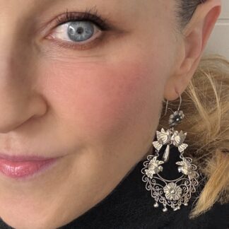 Maria Belen Nilson Drop Earrings ~ Ornate Love Birds and Flowers