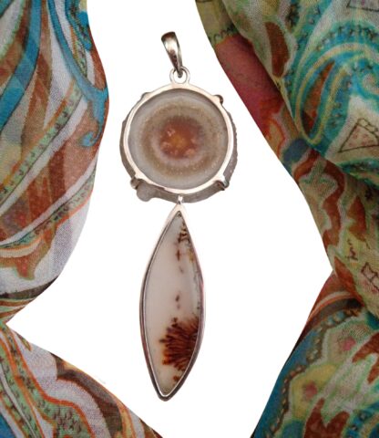 Quartz Stalactite Slice and Dendritic Agate Pendant - Image 4