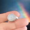 Rainbow Moonstone Moon Face Ring  ~ Adjustable Size - Image 4