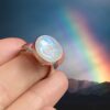 Rainbow Moonstone Moon Face Ring  ~ Adjustable Size - Image 5