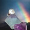 Rainbow Moonstone Moon Face Ring  ~ Adjustable Size - Image 9