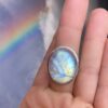 Rainbow Moonstone Oval Ring  ~ Size 6