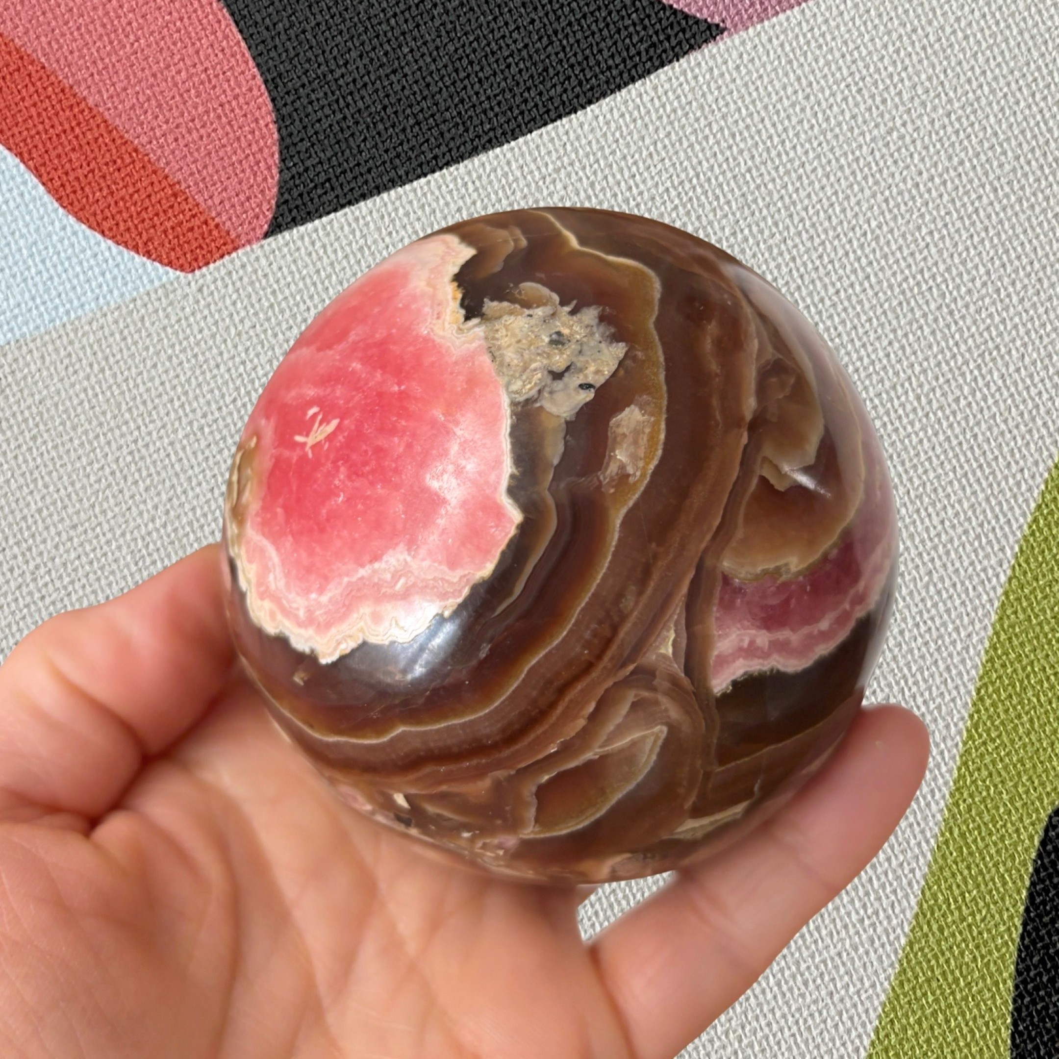 Rhodochrosite and Honey-Brown Calcite Sphere