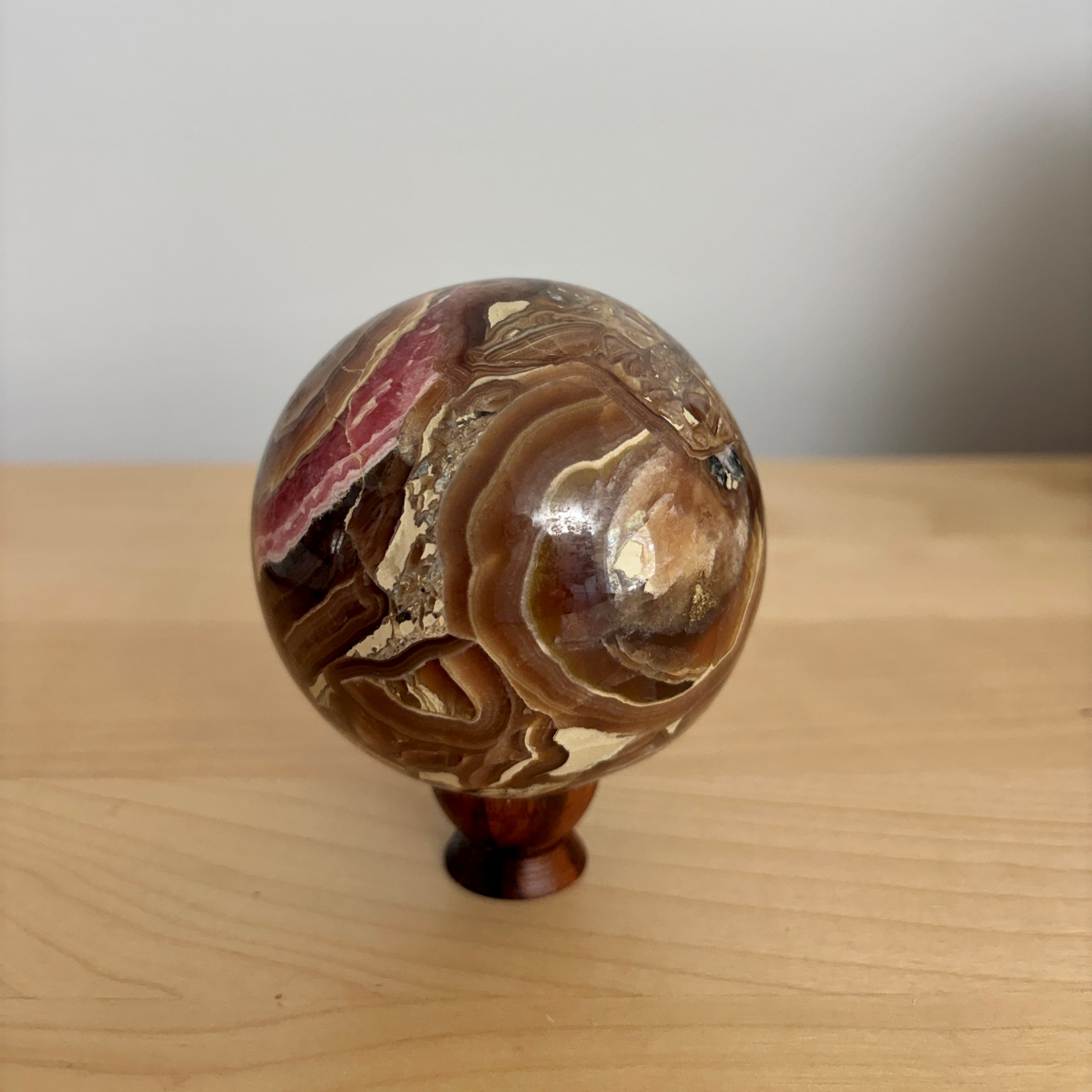 Rhodochrosite and Honey-Brown Calcite Sphere - Image 10