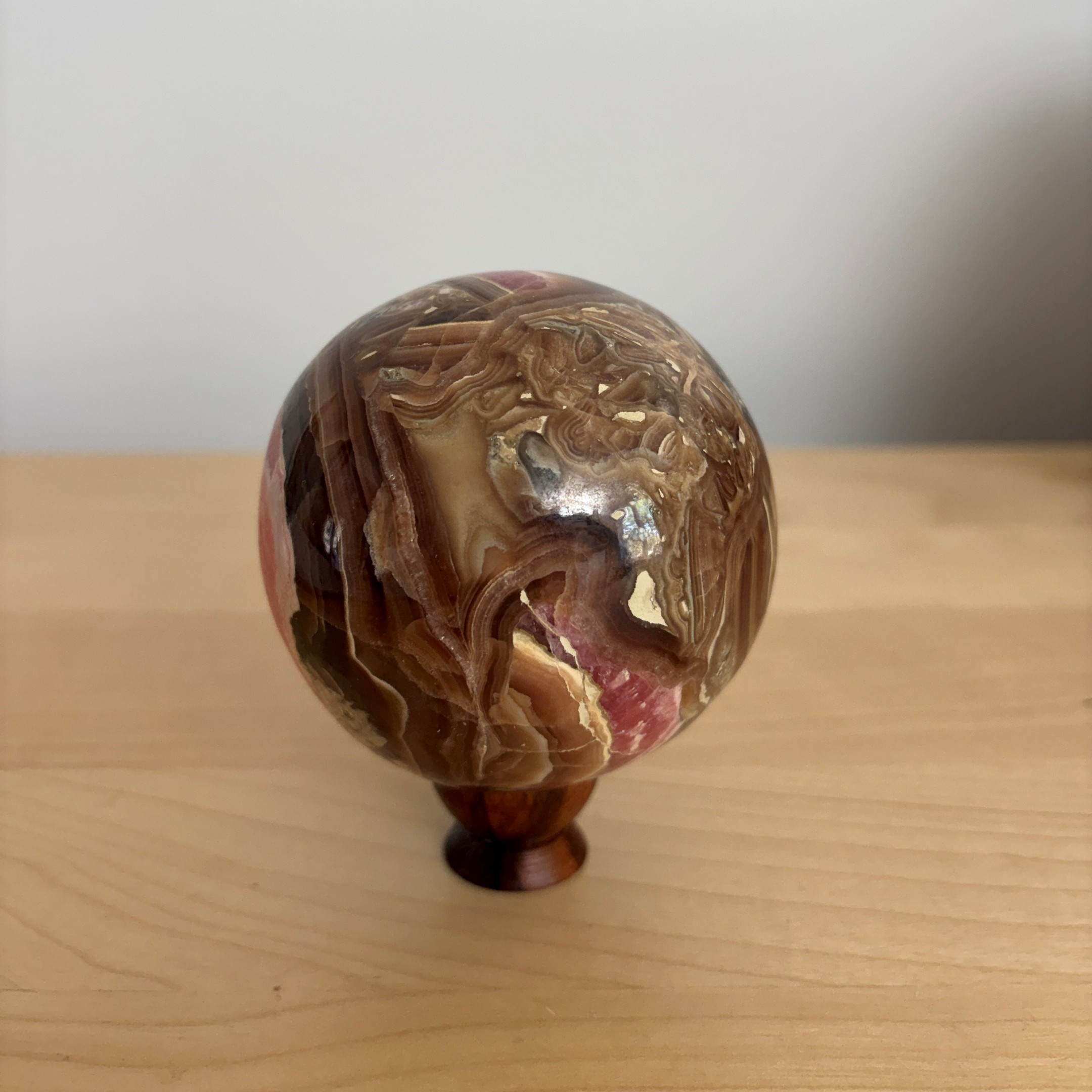 Rhodochrosite and Honey-Brown Calcite Sphere - Image 12