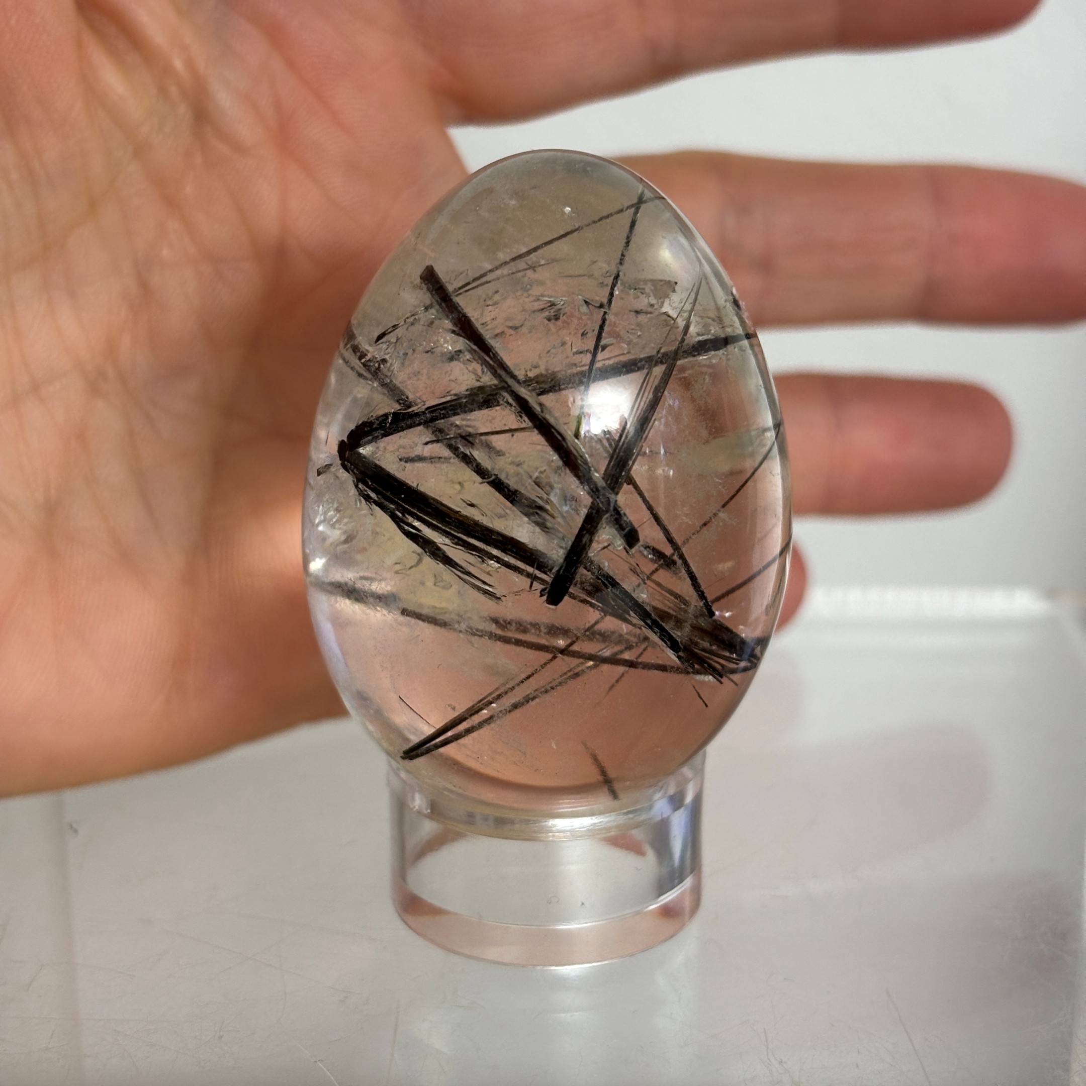Black Rutilated Quartz Egg ~ Brazil - Image 2