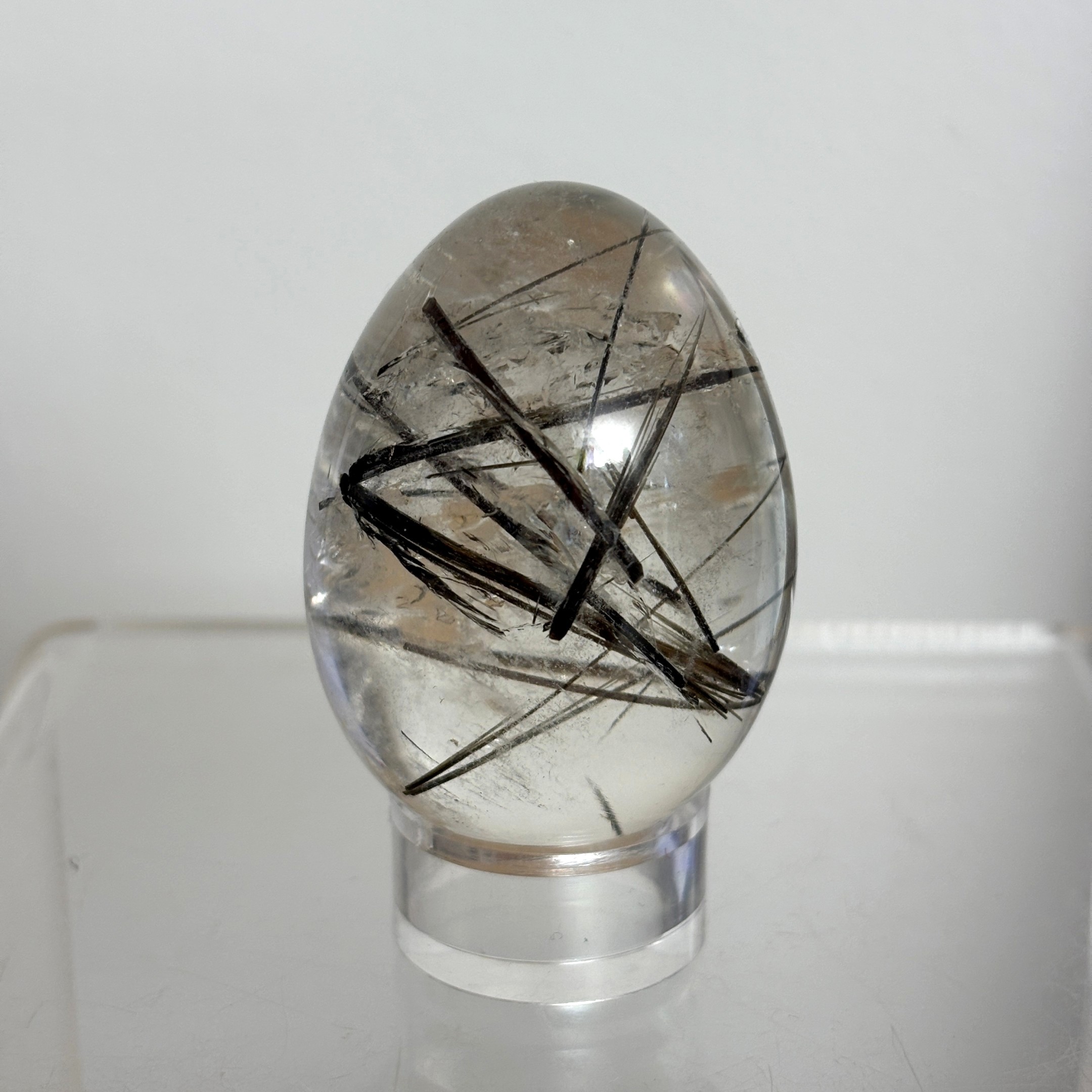 Black Rutilated Quartz Egg ~ Brazil