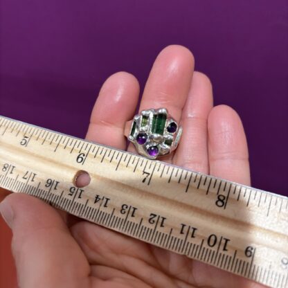 Steven Ruse Amethyst and Green Tourmaline Electroform Ring~ Size 8 - Image 6