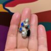 Steven Ruse Boulder Opal Doublets, Black Diopside, and Fresh Water Pearl Electroform Ring ~ Size 6
