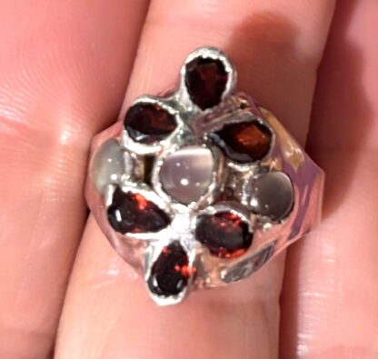 Steven Ruse Garnet and Moonstone Electroform Ring ~ Size 7½ - Image 9