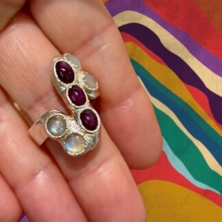 Steven Ruse Electroform Ring~ Ruby and Rainbow Moonstone~ Size 8½