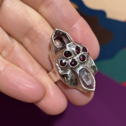 Steven Ruse Vera Cruz Amethyst and Garnet Electroform Ring ~ Size 8