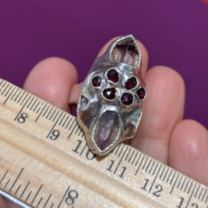 Steven Ruse Vera Cruz Amethyst and Garnet Electroform Ring ~ Size 8 - Image 7