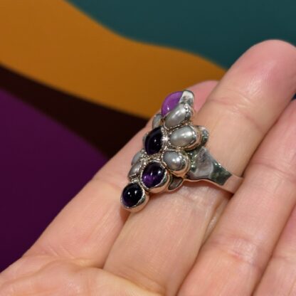 Steven Ruse Star Ruby, Fresh Water Pearl, and Amethyst Electroform Ring~ Size 6 ¾ - Image 6