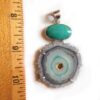 Turquoise and Quartz Stalactite Slice Pendant - Image 5