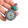 Turquoise and Quartz Stalactite Slice Pendant - Image 4